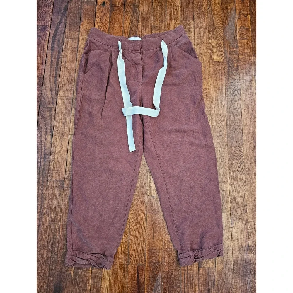 Wilfred‎ Aritzia Chocolate Brown Lightweight Boho Cottagecore Linen Blend Pants6